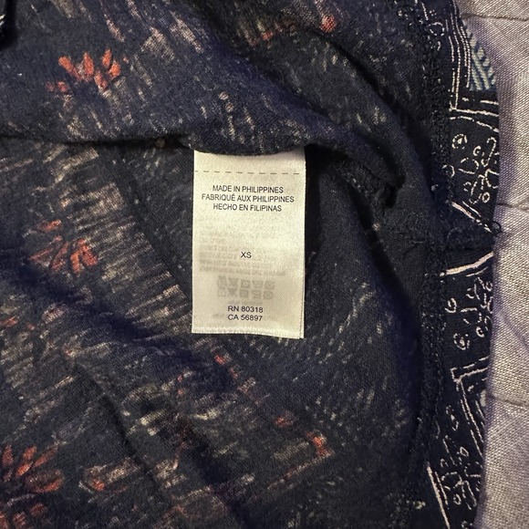 Lucky Brand XS Boho Tunic Top Womens Medallion Print Short Sleeve Indie Hippie - Picture 6 of 9